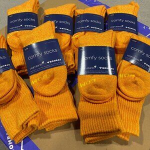 [8 Pairs] BNWT BOMBAS x Virgin Atlantic Orange Solid Calf Socks LARGE